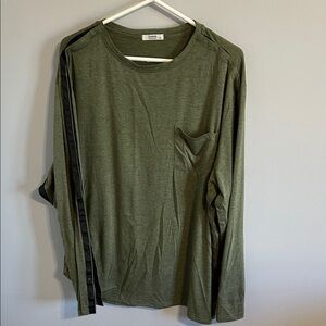 Green Long Sleeve Shirt with snaps on both sleeves for shoulder surgery